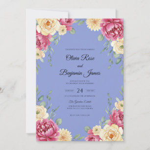 Convites Casamento Pintado de Fuchsia e Periwinkle