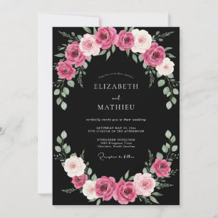 Convites Casamento Pintado de Fuchsia Preto