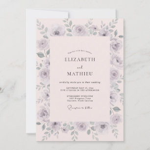 Convites Casamento Pintado de Lavanda Cinza
