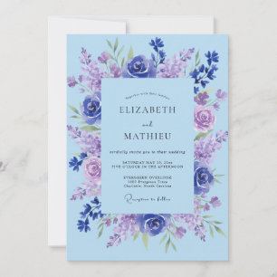 Convites Casamento Pintado de Lavanda e Periwinkle