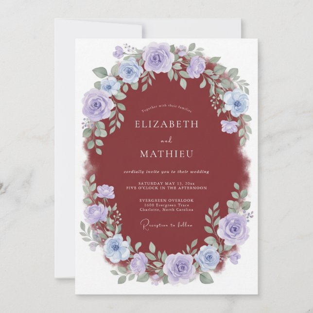 Convites Casamento Pintado de Lavanda Marrom (Frente)