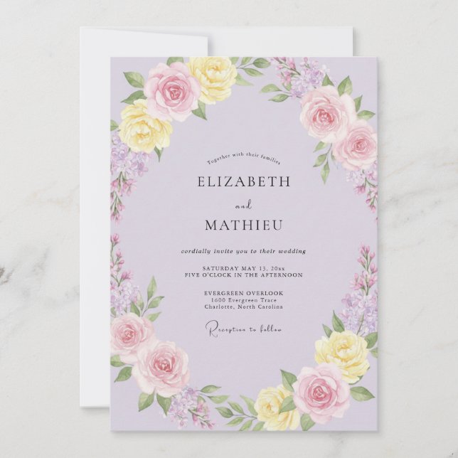Convites Casamento Pintado de Lilás Pálido (Frente)
