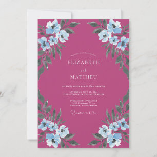 Convites Casamento Pintado de Magenta e Periwinkle