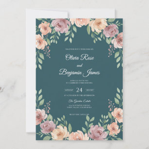 Convites Casamento Pintado de Malva e Pêssego