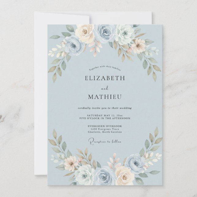 Convites Casamento Pintado de Marfim Centáurea (Frente)