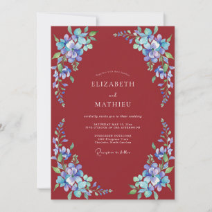 Convites Casamento Pintado de Marrom-Vermelho e Periwinkle