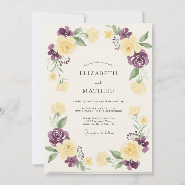 Convites Casamento Pintado de Milho Violeta (Frente)