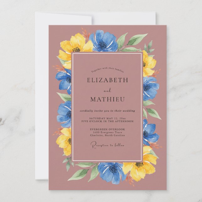 Convites Casamento Pintado de Mostarda Malva (Frente)