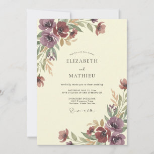 Convites Casamento Pintado de Plum Burgundy