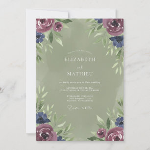 Convites Casamento Pintado de Plum Indigo