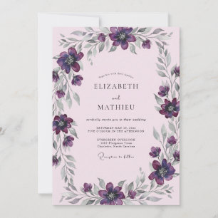 Convites Casamento Pintado de Prata com Ameixa