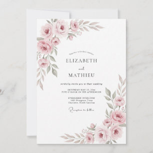 Convites Casamento Pintado de Rosa Pálido