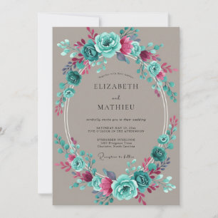 Convites Casamento Pintado de Teal Magenta