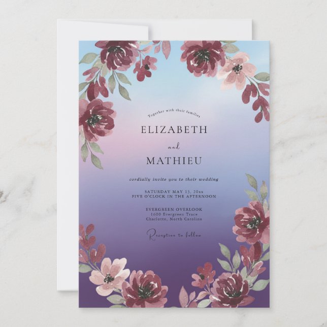Convites Casamento Pintado de Violeta Ameixa (Frente)