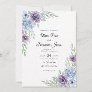 Convites Casamento Pintado de Violeta e Periwinkle