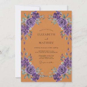 Convites Casamento Pintado de Violeta Terracota