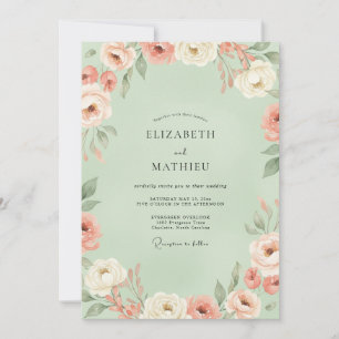 Convites Casamento Pintado em Apricot e Hortelã