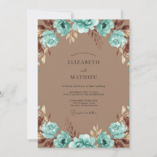 Convites Casamento Pintado em Aqua Antigo Cobre