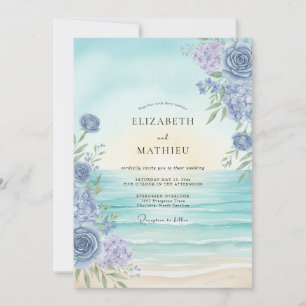 Convites Casamento Pintado em Azul-Agua Violeta