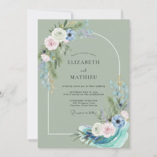 Convites Casamento Pintado em Azul Celadon