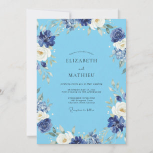 Convites Casamento Pintado em Azul Índigo