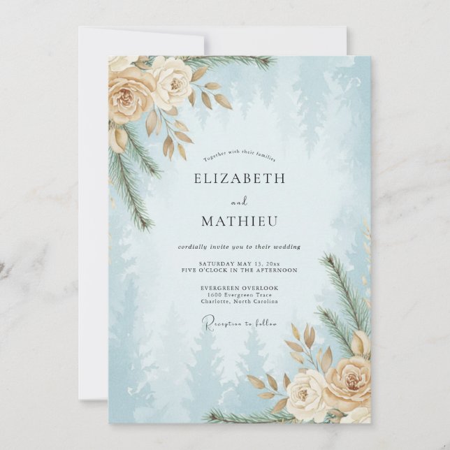Convites Casamento Pintado em Azul Pó (Frente)