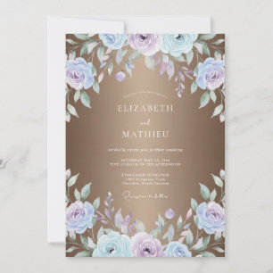 Convites Casamento Pintado em Bronze e Periwinkle