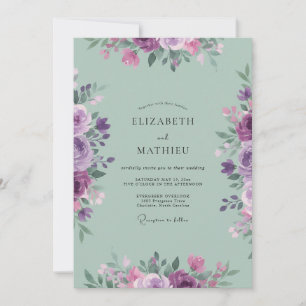 Convites Casamento Pintado em Celadon Lilás