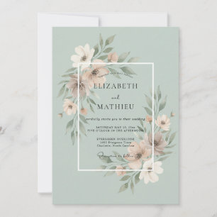 Convites Casamento Pintado em Celadon Suave
