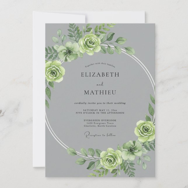 Convites Casamento Pintado em Cinza Celadon (Frente)