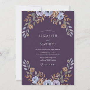 Convites Casamento Pintado em Dourado e Ameixa