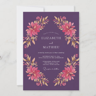 Convites Casamento Pintado em Dourado e Ameixa Quente