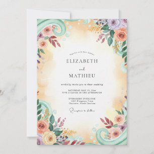 Convites Casamento Pintado em Dourado Pastel