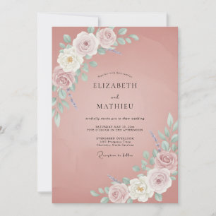 Convites Casamento Pintado em Lilás Mauve Empoeirado