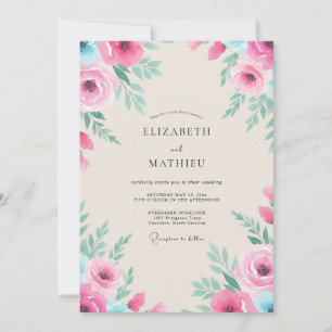 Convites Casamento Pintado em Magenta Aqua