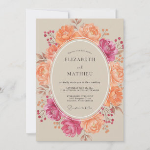 Convites Casamento Pintado em Magenta Damasco