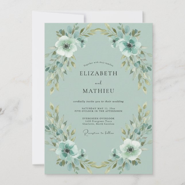Convites Casamento Pintado em Marfim Espuma do Mar (Frente)