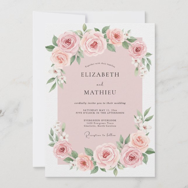 Convites Casamento Pintado em Mauve Pálido (Frente)