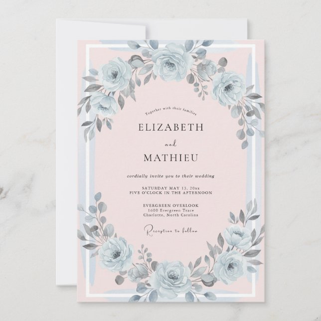 Convites Casamento Pintado em Pastel Prateado (Frente)