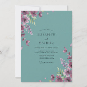 Convites Casamento Pintado em Plum Teal Empoeirado