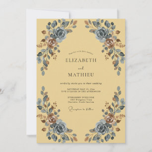 Convites Casamento Pintado em Slate Mostarda Boho