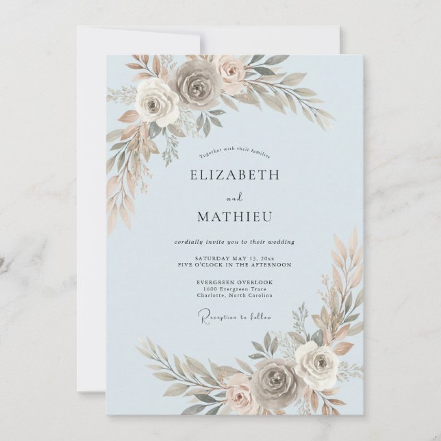 Convites Casamento Pintado em Taupe em Pó (Frente)