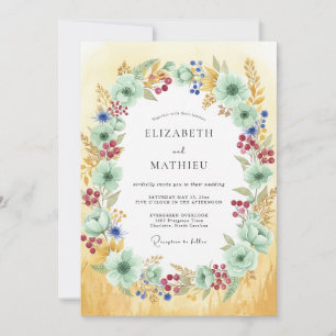Convites Casamento Pintado em Verde-Menta e Borgonha