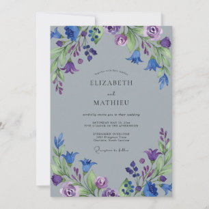 Convites Casamento Pintado Jardim Índigo Violeta