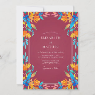 Convites Casamento Pintado Laranja Marrom Tropical