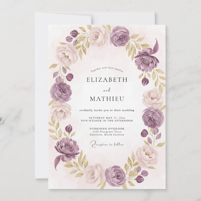 Convites Casamento Pintado Lavanda Malva (Frente)