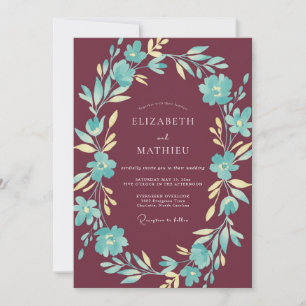 Convites Casamento Pintado Moderno Marrom Aqua