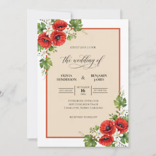 Convites Casamento Pintado Papoula Carmesim