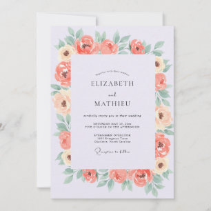 Convites Casamento Pintado Ranunculus Coral Macio