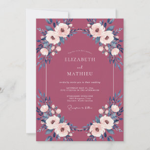 Convites Casamento Pintado Ranunculus Vinho